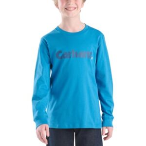 Carhartt Kid’s CA6750 Long-Sleeve Logo T-Shirt – Boys 3 Toddler Deep Water