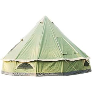 DEKIMOW 5-8 People 4M Waterproof Yurt Tent, Camping Pyramid Tent Round Canvas Bell Tent 210D Oxford India Family Tent Portable Privacy Tent for Camping Outdoo