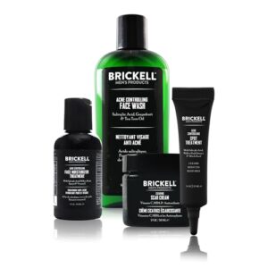 Brickell Men’s Acne Controlling System for Men, Acne Fighting Face Moisturizer Treatment, Face Wash, Spot Treatment, and Scar Cream, Natural & Organic