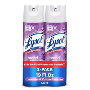 Lysol Disinfectant Spray, Sanitizing and Antibacterial Spray, For Disinfecting and Deodorizing, Lavender & Cotton Blossom Scent, 19 Oz (Pack of 2)