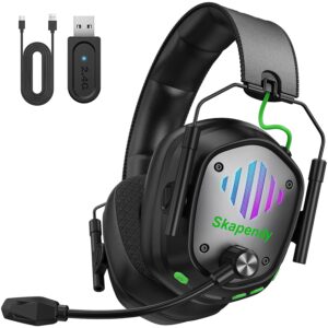 Wireless Gaming Headset for PS5, PS4, PC, Switch – 2.4GHz & Bluetooth Gaming Headphones with Mic, 3D Stereo Surround Sound, 20ms Low Latency, ENC Noise Canceling, RGB Light, 50H Battery