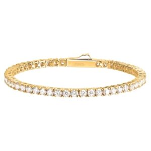 18K Yellow Gold Plated Silver Bracelet With 5.20 Carat Total Weight Moissanite (D Color, Round Brilliant Shape, VVS Clarity) Bracelet For Women, Gift For Her, Jewelry For Women Comes With Gift Box