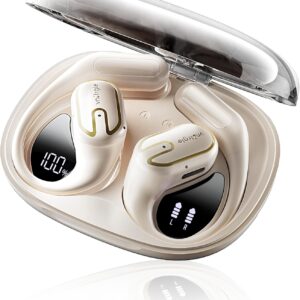 2026 Upgraded Open Ear Headphones,Over Ear Earbuds with Ergonomic Earhook,Bluetooth Headphones 6.0 with Smart Digital Display,80H Playtime,IPX7 Waterproof,Touch Control Operate Fit Cycling,Running