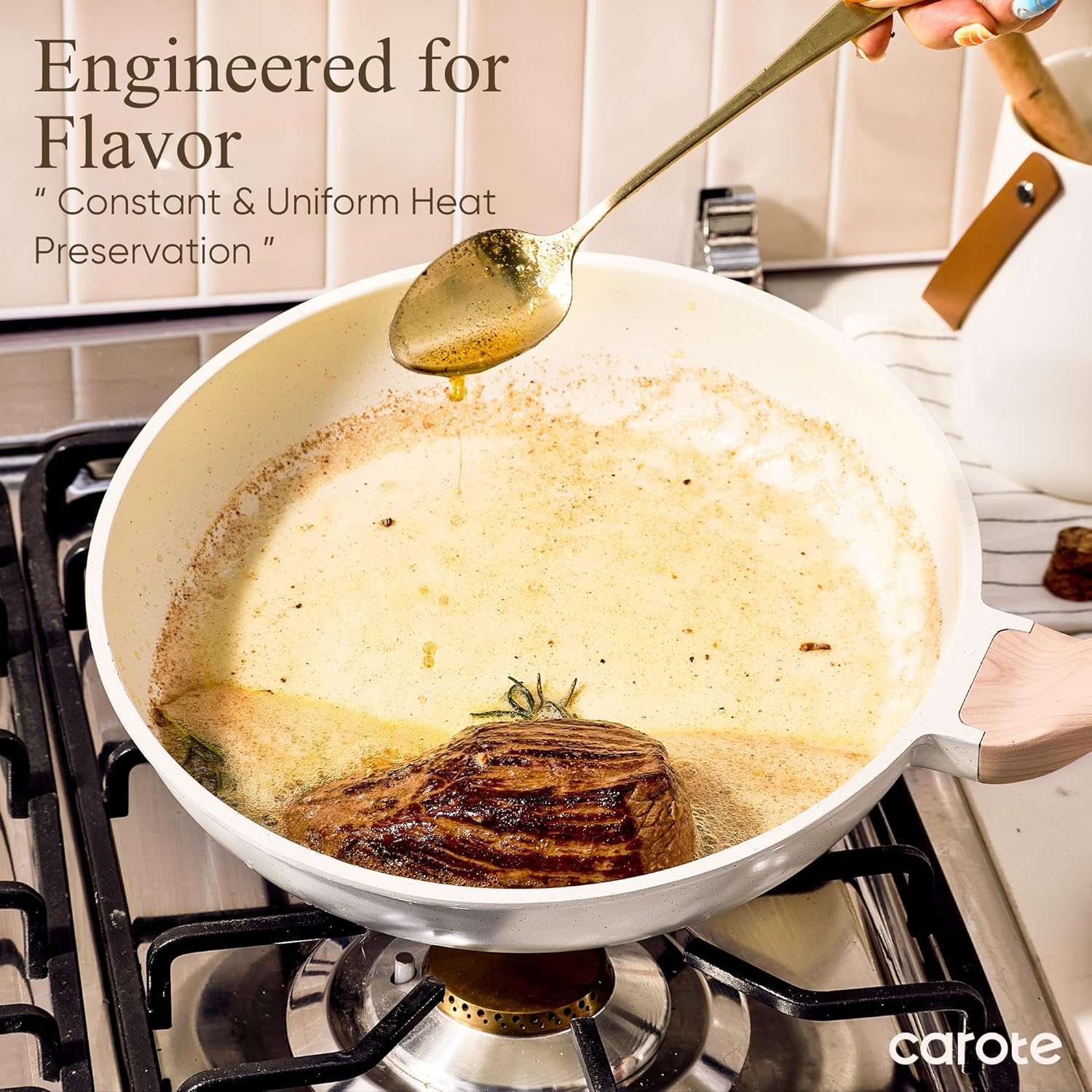 CAROTE 14 Pcs Pots and Pans Set Nonstick,Cookware Set Kitchen Cooking Set with Utensil and Pan Protectors - Image 7