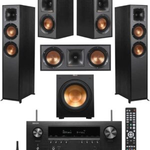 Klipsch Reference 5.1 Home Theater System, Bundle with 2X R-26FA Floorstanding Speaker, 2X R-41M Bookshelf Speaker, R-25C Center Channel Speaker, R-12SW Subwoofer, Onkyo TX-NR797 9.2-Channel Receiver