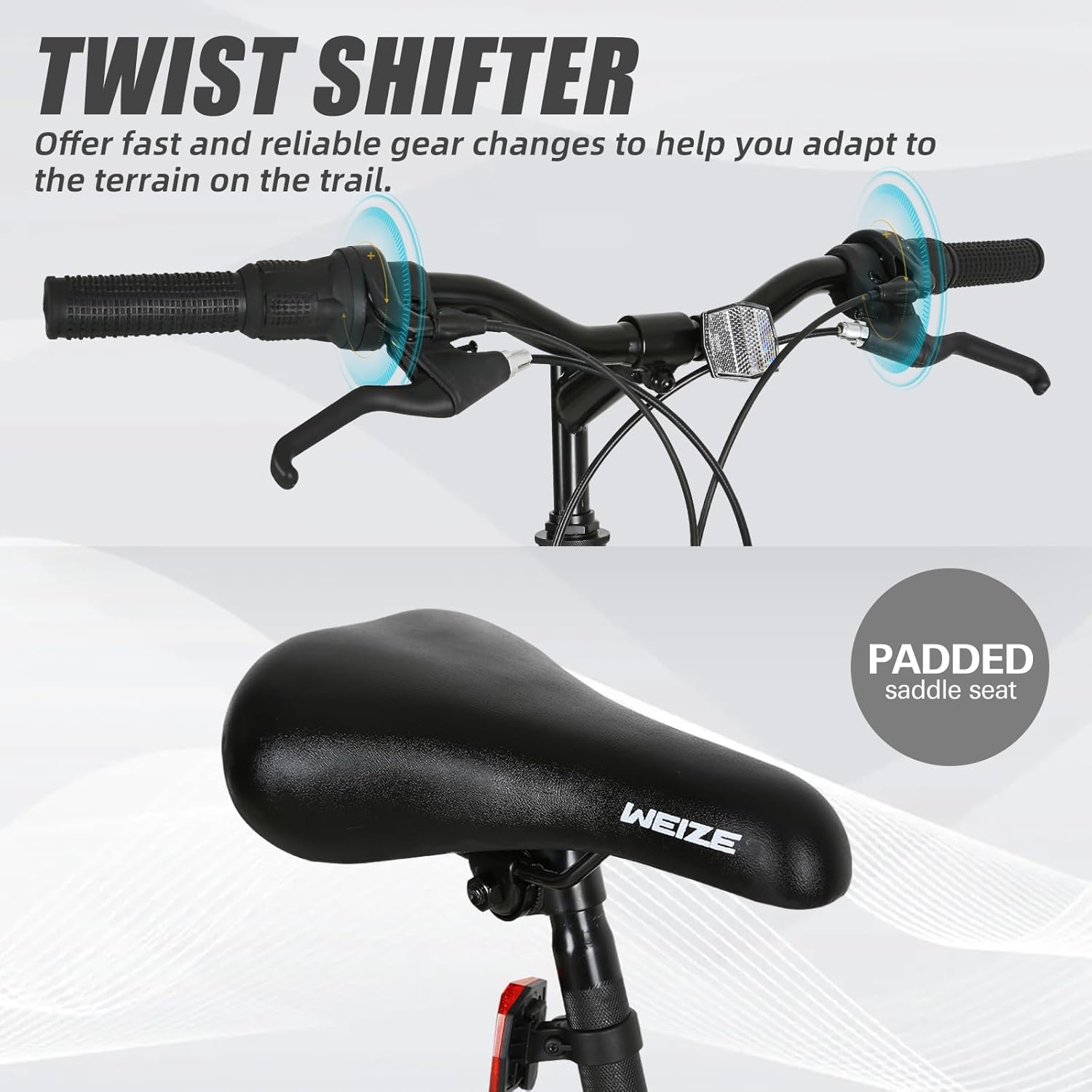 WEIZE Mountain Bike, 26/27.5 inch Outdoor Cycling Bike,18-Speed/High-Carbon Steel/Dual Full Suspension, Adjustable Ergonomic Seat for Men Women Adult, MTB Bicycle with Suspension Fork,Sleek Colors - Image 7