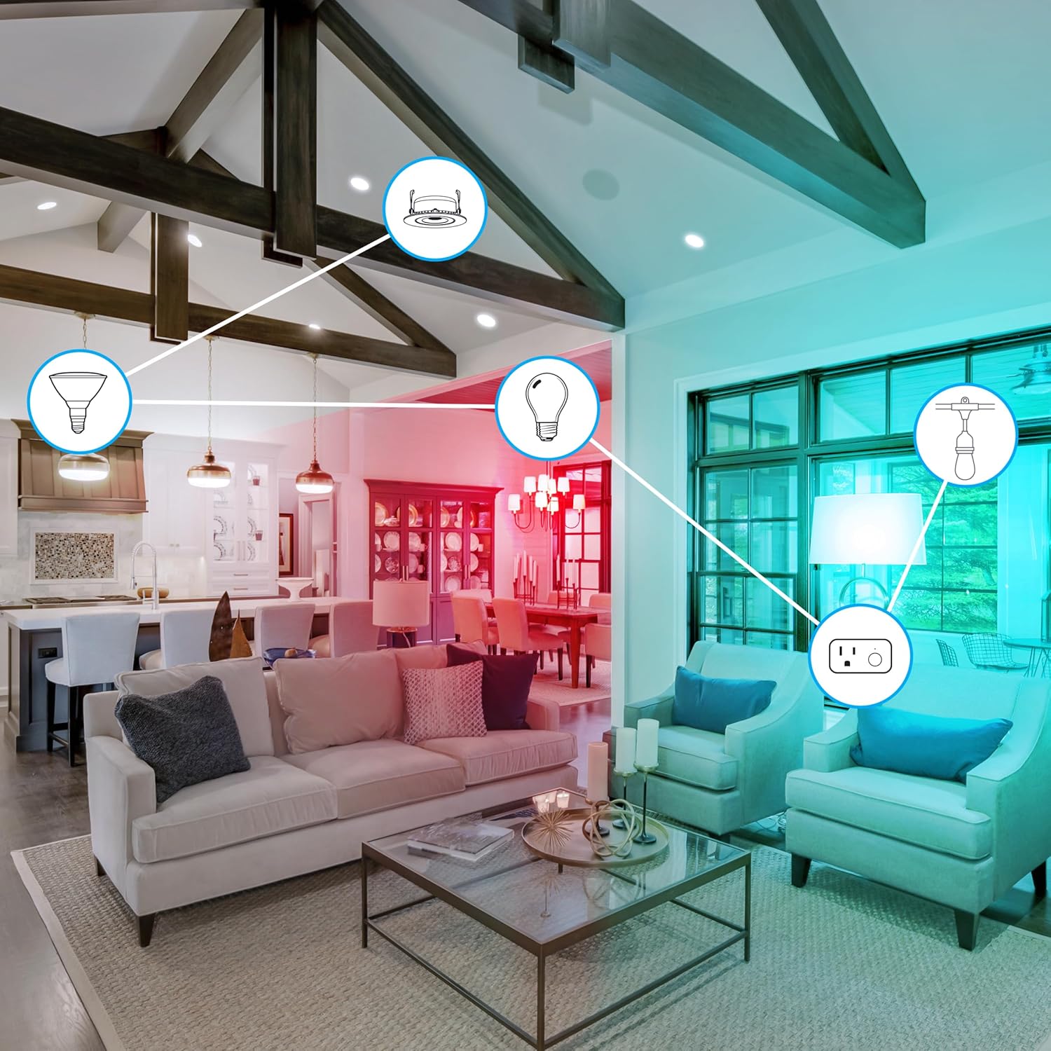 Feit Electric Smart Bulb, 100W Equivalent Color Changing and Tunable White, 2.4Ghz Wifi light bulb, No Hub Needed, Works with Alexa and Google Assistant, High CRI Dimmable LED OM100/RGBW/CA/AG, 1 Pack - Image 8