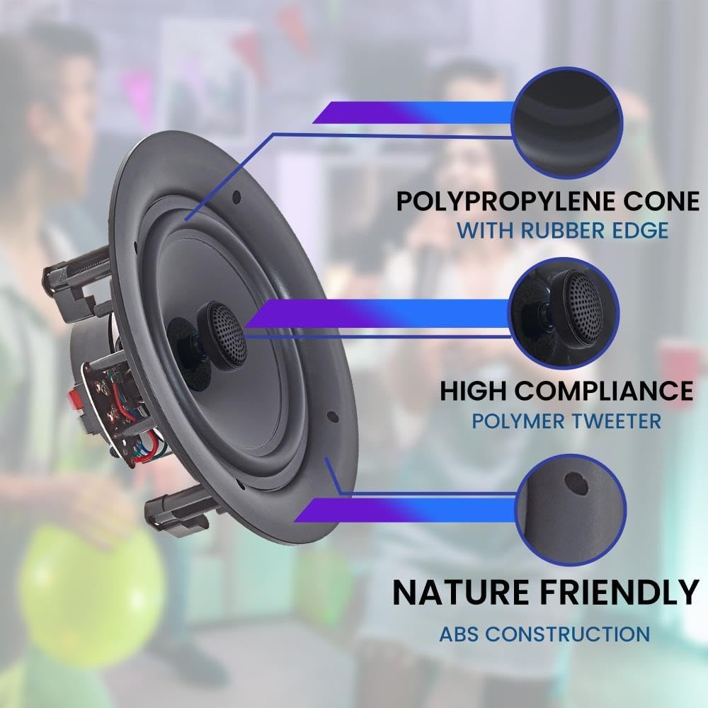 Vaiyer Home Theater System Kit, 6-Channel 6000 Watts Bluetooth Amplifier with 6.5" 8 Qty of 200 W Each in-Wall in-Ceiling Frameless Speakers & 16 Gauge 500 ft. Speaker Wire Surround Sound System - Image 9