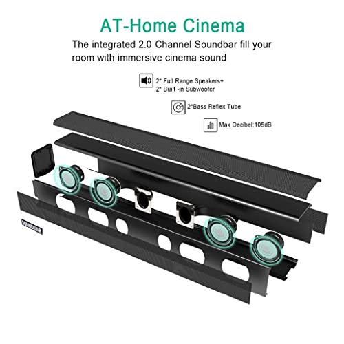 CZCZC 100W Touchable Sound Bar Home Theater 2.0 Sound System TV Speaker Support Optical AUX Sound Bar Subwoofer - Image 4