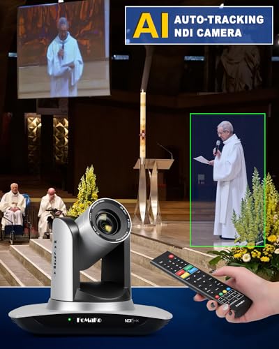 FoMaKo 20x Optical Zoom NDI Camera, AI Auto Tracking HDMI PTZ Camera(3pcs), M5 Video Mixer Switcher, for Church Services Worship Education,PTZ Bundle(FMK20UH X3+M5) - Image 2