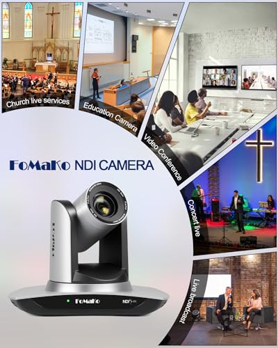 FoMaKo 20x Optical Zoom NDI Camera, AI Auto Tracking HDMI PTZ Camera(3pcs), M5 Video Mixer Switcher, for Church Services Worship Education,PTZ Bundle(FMK20UH X3+M5) - Image 4