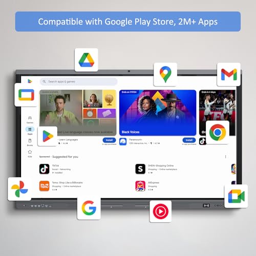 Shiarffe X5 Smart Board 65 Inch 4K Interactive Whiteboard Google EDLA-Certified All-in-One Touchscreen Digital Display Built-in 48MP Camera Mics and Speaker for Classrom Hybrid Work - Image 3