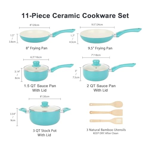 Pots and Pans Set Nonstick, 11pcs Kitchen Cookware Sets Induction Cookware, Ceramic Non Stick Cooking Set - Image 2