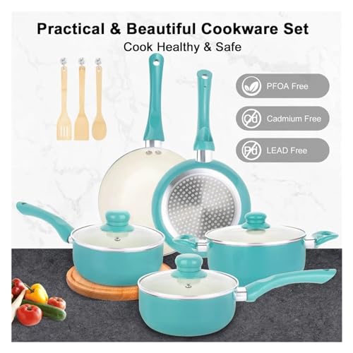Pots and Pans Set Nonstick, 11pcs Kitchen Cookware Sets Induction Cookware, Ceramic Non Stick Cooking Set - Image 3