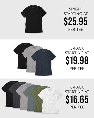 INTO THE AM V Neck T Shirts Men 6 Pack Fitted Casual Non-Branded Plain Undershirt Sleep Vneck Tshirt Multipack (Black/Charcoal/Grey/Indigo/Olive Green/White, Large) - Image 5