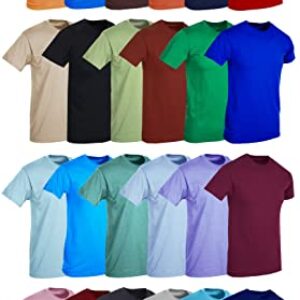BILLIONHATS 24 Pack Mens Cotton Short Sleeve Lightweight T-Shirts, Bulk Crew Tees for Guys, Mixed Bright Colors Bulk Pack (Small)