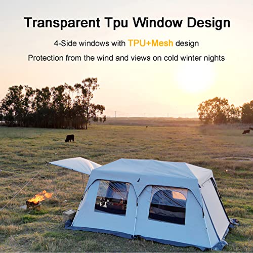 Tents Layer Double Camping Tent 12 Person, Family Cabin Tents, 2 Rooms, Straight Wall, 3 Doors and 3 Window with Mesh, , Big Tent for Outdoor, Picnic, Friends Gathering ( Color : With Exterior Tent , - Image 7