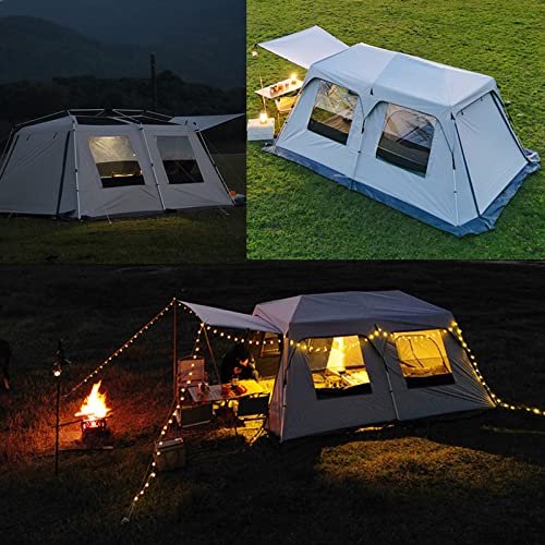 Tents Layer Double Camping Tent 12 Person, Family Cabin Tents, 2 Rooms, Straight Wall, 3 Doors and 3 Window with Mesh, , Big Tent for Outdoor, Picnic, Friends Gathering ( Color : With Exterior Tent , - Image 8