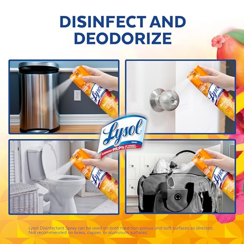 Lysol Disinfectant Spray, Sanitizing and Antibacterial Spray, For Disinfecting and Deodorizing, Mango & Hibiscus, 19 Fl. Oz (Pack of 2) - Image 5