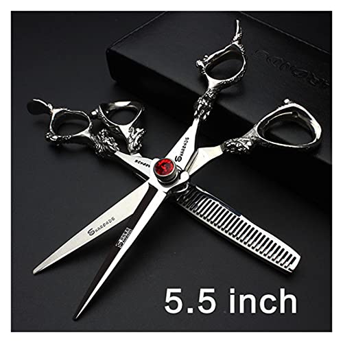 Shears for Hair Cutting Barber Scissors, Hairdressing Scissors, Beauty Scissors, Special for Hairdressers Hair Cutting Kit (Color : 2PCSsilvery) (Marfíl) (Azul Oscuro b) (2pcssilvery B) - Image 4