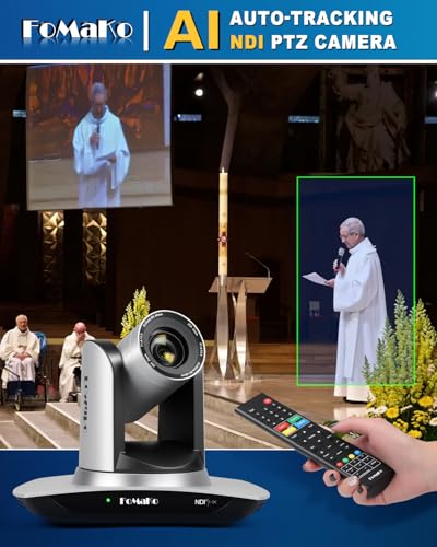 FoMaKo 20x Optical Zoom NDI Camera, AI Auto Tracking HDMI PTZ Camera(2pcs),KC606N PTZ Controller,M1 Video Mixer Switcher,for Church Worship Education Conference Events(FMK20UH NDIX2+KC606N+M1) - Image 2