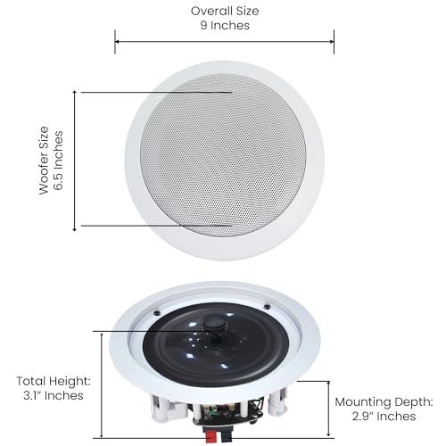 Technical Pro Home Theater System Kit 2000 Watts Bluetooth Amplifier Receiver with 4 Qty 6.5" 200 Watts in-Wall in-Ceiling Speaker and 16 Gauge 100 ft Speaker Wire - Image 3