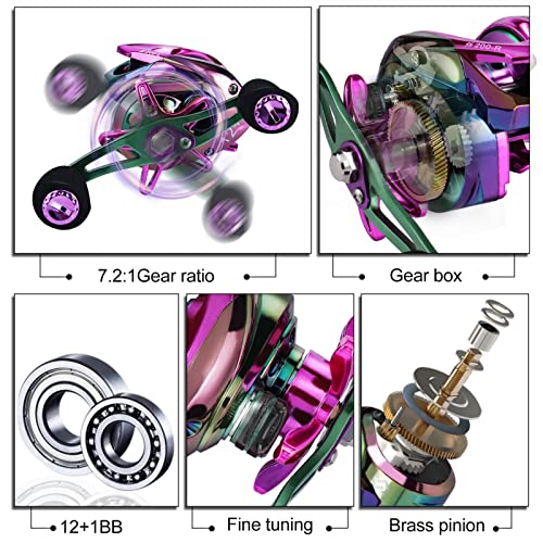 Telescopic Fishing Rod Fishing Rod 1.8m -2.4m M Power Carbon Fiber Baitcsting 5 Section Rod and 9+1BB Left/Right Hand Casting Reel Fishing Combos Set Outdoors Fishing Pole (1.98m and Left Hand) () - Image 4