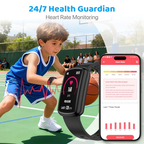 afoloery Bingo 5 Kids Fitness Tracker Watch for Boys Girls Ages 5-15, Full Touch 1.47" Screen, Activity Tracker, HeartRate and Sleep Monitor, IP68 Waterproof, Pedometer, Puzzle Games - Image 4