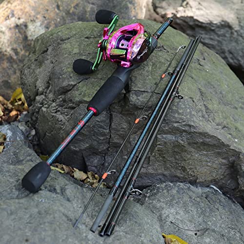Telescopic Fishing Rod Fishing Rod 1.8m -2.4m M Power Carbon Fiber Baitcsting 5 Section Rod and 9+1BB Left/Right Hand Casting Reel Fishing Combos Set Outdoors Fishing Pole (1.98m and Left Hand) () - Image 6