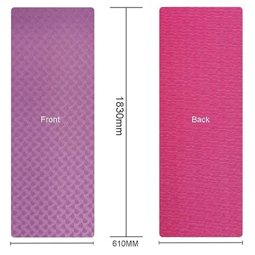 EWUROI TPE Non-slip Yoga Mat Pad 72 X 24'' Anti-tear Exercise Workout for Gym Home Pilates Fitness(Gray) - Image 2