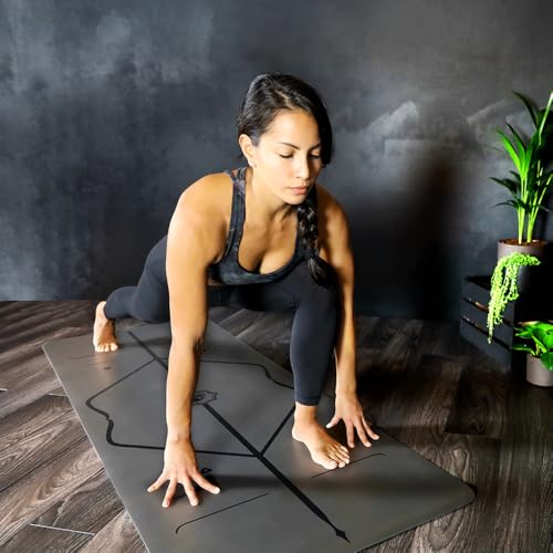 LIFORME Original Yoga Mat & Travel Mat & Ultimate Everyday Yoga Mat Cleaner - Bundle Pack -Patented Alignment System, Eco-Friendly, Non-Slip Warrior-Grip, Sweat Resistant, Comfortable - Grey/Grey - Image 3