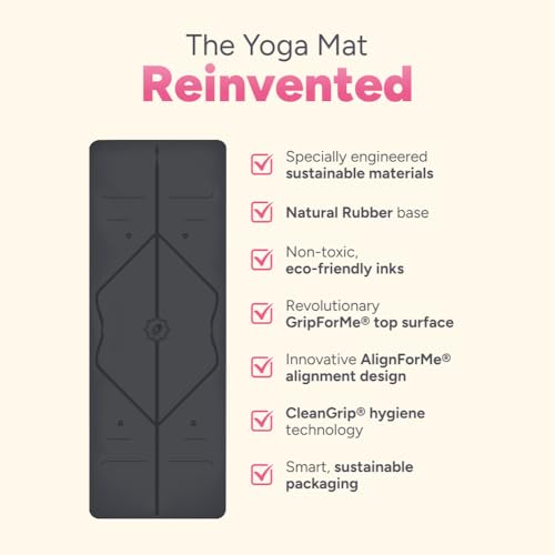 LIFORME Original Yoga Mat & Travel Mat & Ultimate Everyday Yoga Mat Cleaner - Bundle Pack -Patented Alignment System, Eco-Friendly, Non-Slip Warrior-Grip, Sweat Resistant, Comfortable - Grey/Grey - Image 4