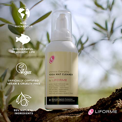 LIFORME Original Yoga Mat & Travel Mat & Ultimate Everyday Yoga Mat Cleaner - Bundle Pack -Patented Alignment System, Eco-Friendly, Non-Slip Warrior-Grip, Sweat Resistant, Comfortable - Green/Green - Image 8