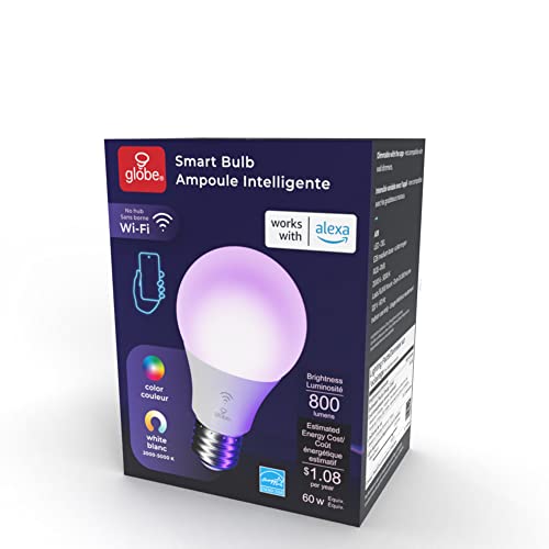 GLOBE Electric 50589 Color-Changing A19 LED Smart Light Bulb, 2.4 GHz Wi-Fi, 60W Equivalent 800LM, Works with Alexa Only, 1-Pack - Image 12