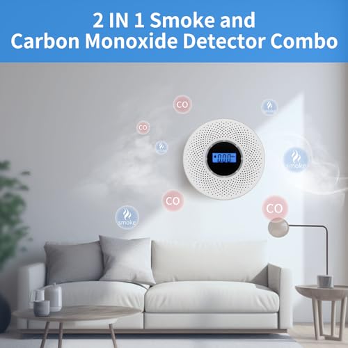 Smoke Detector Carbon Monoxide Detector Combo with Digital Display and Sound Light Alarm, 2-in-1 Smoke & CO Alarm with Battery Operated for Home, Travel or RV - Image 8