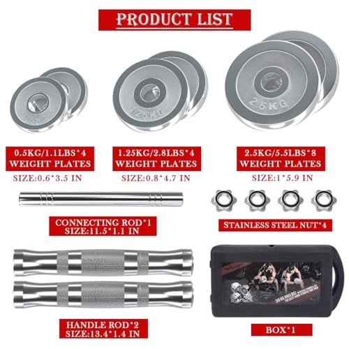 Dumbells Dumbbell Set, Adjustable Weight Set Metal Links Used as Barbell, Chrome Weights Home Gym Workout Training Dumbell Set - Image 4