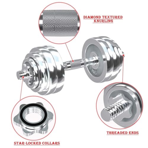 Dumbells Dumbbell Set, Adjustable Weight Set Metal Links Used as Barbell, Chrome Weights Home Gym Workout Training Dumbell Set - Image 6