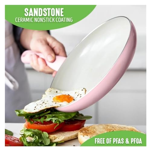 HIONJIN Ceramic Nonstick 15pc Set Cookware Sets Pots and Pans Ceramic Non-stick Coating - Image 2