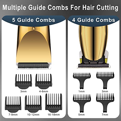 Hair Clippers for Men, Professional Hair Clippers Golden T-Blade Trimmer Kit for Men 2 Set Machines Cordless Beard Barber Clipper - Image 3