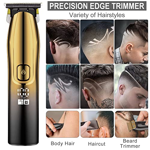 Hair Clippers for Men, Professional Hair Clippers Golden T-Blade Trimmer Kit for Men 2 Set Machines Cordless Beard Barber Clipper - Image 5