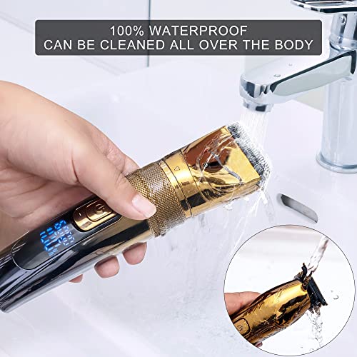 Hair Clippers for Men, Professional Hair Clippers Golden T-Blade Trimmer Kit for Men 2 Set Machines Cordless Beard Barber Clipper - Image 7