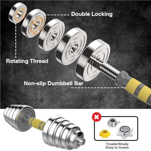 HAMEXLN Dumbells Men's and women's pure steel dumbbell fitness training arm muscle adjustable subbell set combination barbell Dumbell Set, 15kgA, Yellow - Image 3