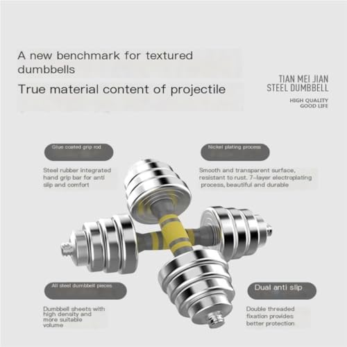 HAMEXLN Dumbells Men's and women's pure steel dumbbell fitness training arm muscle adjustable subbell set combination barbell Dumbell Set, 15kgA, Yellow - Image 8