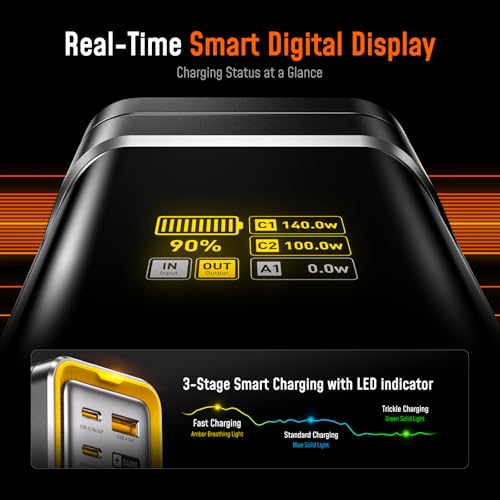 AOHI 240W Laptop Power Bank 27600mAh Portable Fast Charger (99.3wh), Airline-Compliant, 140W PD 3.1 Large Battery Pack The Future Starship for MacBook, iPad iPhone 16 Pro Max,Galaxy,Steam Deck, Grey - Image 7