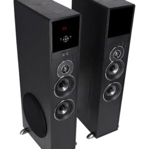 Rockville TM80B Powered Home Theater Tower Speaker System, Black, 800W, 8″ Subwoofers, Bluetooth, USB/SD Playback, FM Radio, Remote Control, Karaoke Ready, Perfect for Home Entertainment