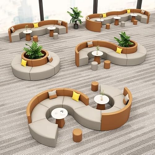 TBJEN Contemporary S-Curved Sofa and Table Set, Modular Lounge Furniture for Reception, Hotel Lobby, Corporate Waiting Area, Commercial Decor(D) - Image 6