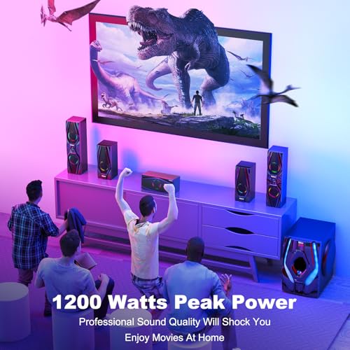 Bobtot Surround Sound Systems Home Theater System - 1200 Watts Peak Power 10" Subwoofer 5.1/2.1 Wired Audio Stereo Speakers Strong Bass with ARC Optical AUX Bluetooth Input - Image 3