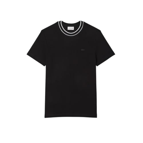 Lacoste Men's Stretch Piqué Stripe Collar T-Shirt, Black Striped Collar, Medium - Image 5