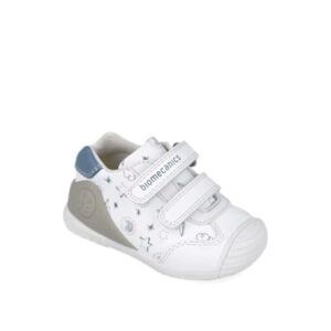Biomecanics Boy’s Sneaker, White and Indigo, 19 EU