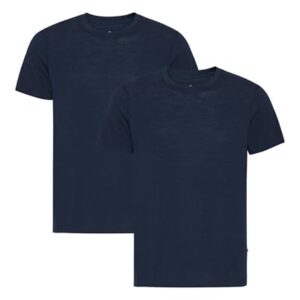 DANISH ENDURANCE 100% Merino Wool Baselayer T-Shirt, Short Sleeve, Thermal, Winter, Mens Shirts, Dark Navy 2-pack, Medium